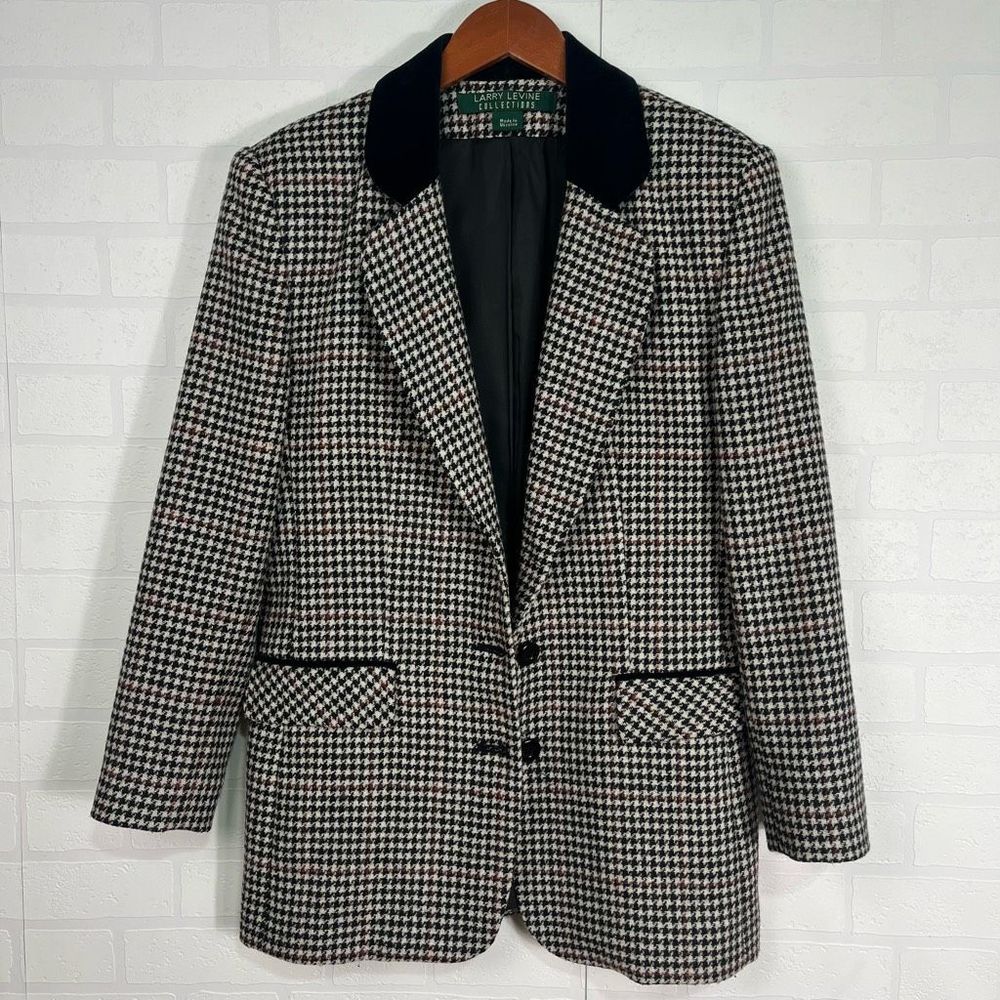 Larry Levine Womens Blazer Size 4 Wool Houndstooth